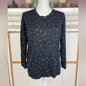 LOFT NWOT cotton cardigan, stars on black background